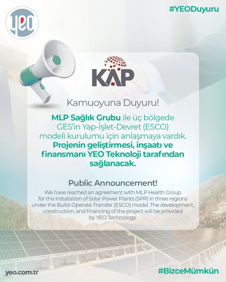 YEO Teknoloji ile MLP Sağlık Grubu Arasında GES Anlaşması